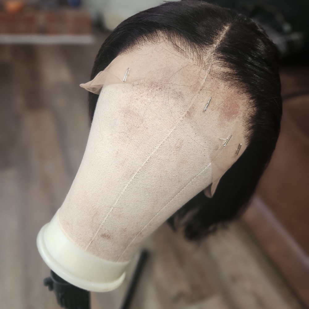8 Inch Invisiknots 100% Human Hair Natural Black Lace Front Wig - Picture 5 of 5